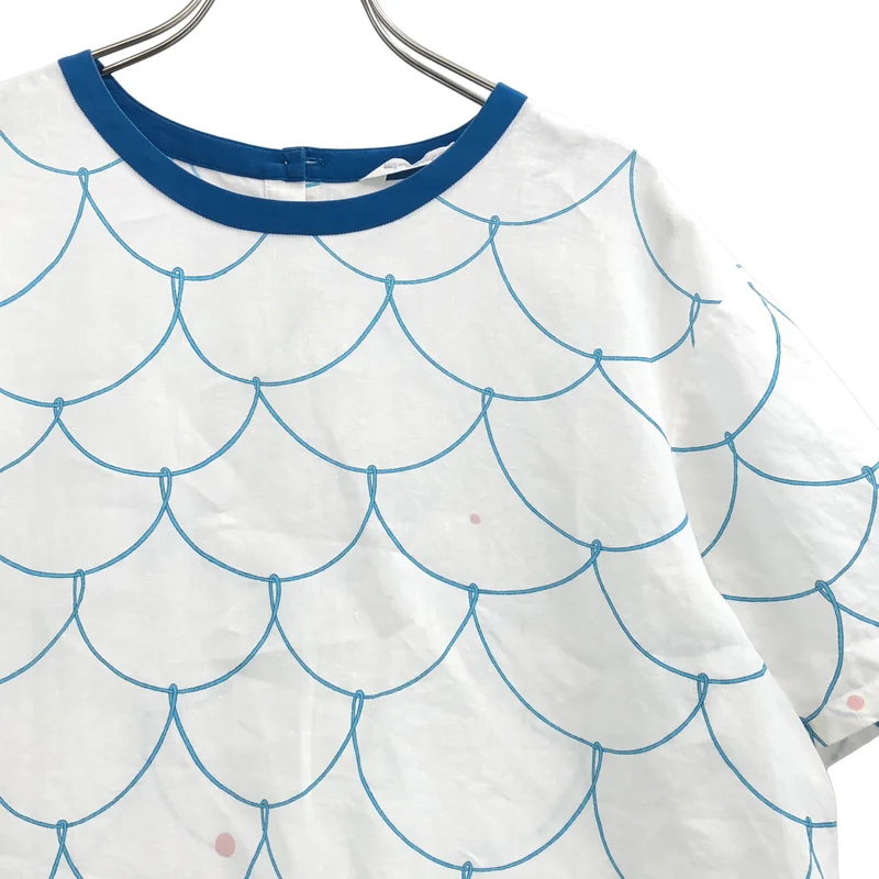 mina perhonen / ミナペルホネン | 2024SS | loysa リネン プリント クルーネック カットソー | 38 | レディース