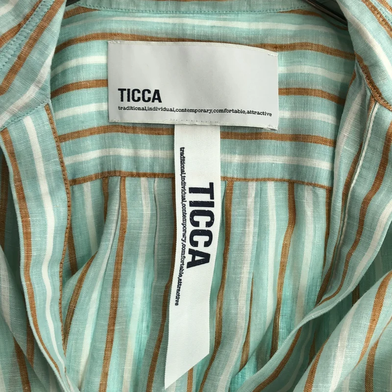 TICCA / ティッカ | リネン ストライプ スキッパー シャツワンピース | F | レディース