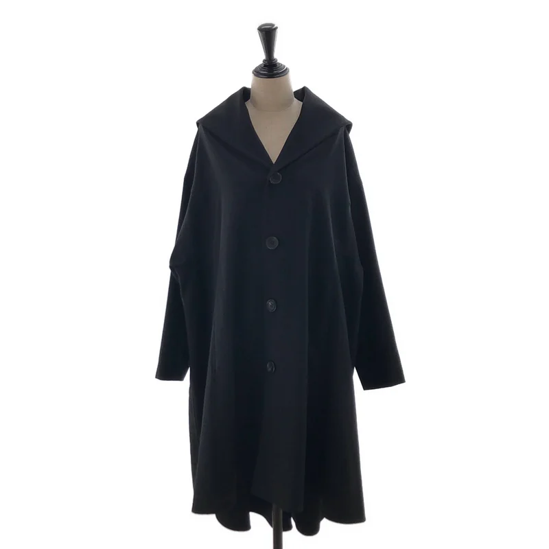Yohji Yamamoto FEMME / ヨウジヤマモトファム | 2023AW | Collections / GABARDINE B COLLAR FLARE COAT / ウールギャバ ビッグカラー フレアコート | 1 | レディース