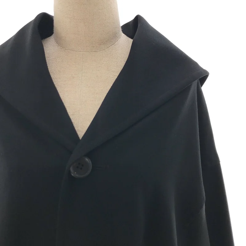Yohji Yamamoto FEMME / ヨウジヤマモトファム | 2023AW | Collections / GABARDINE B COLLAR FLARE COAT / ウールギャバ ビッグカラー フレアコート | 1 | レディース