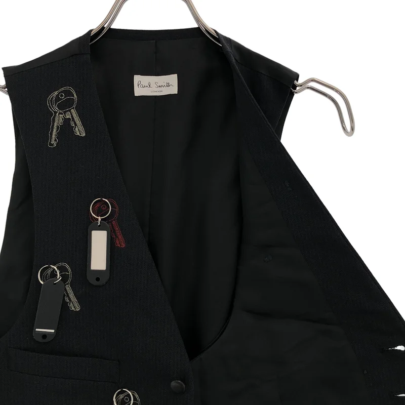 Paul Smith / ポールスミス | ウール ストライプ キーホルダー装飾 ベスト | M | メンズ