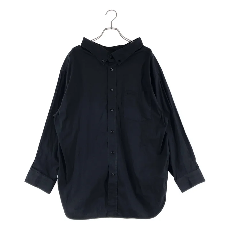 BALENCIAGA / バレンシアガ | コットン ワンポイントロゴ オーバーシルエット シャツ ブラウス | 40 | レディース