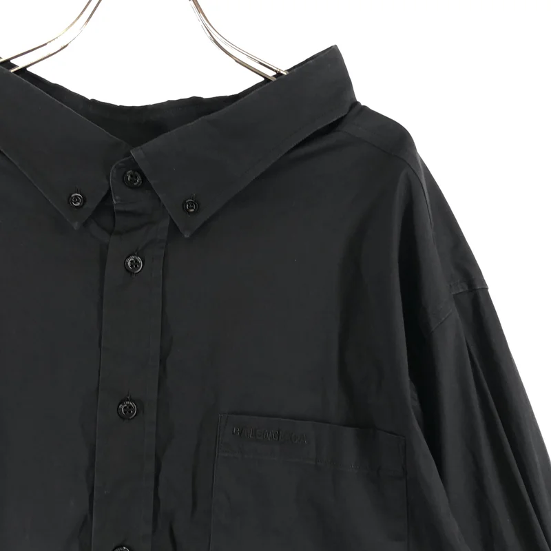 BALENCIAGA / バレンシアガ | コットン ワンポイントロゴ オーバーシルエット シャツ ブラウス | 40 | レディース