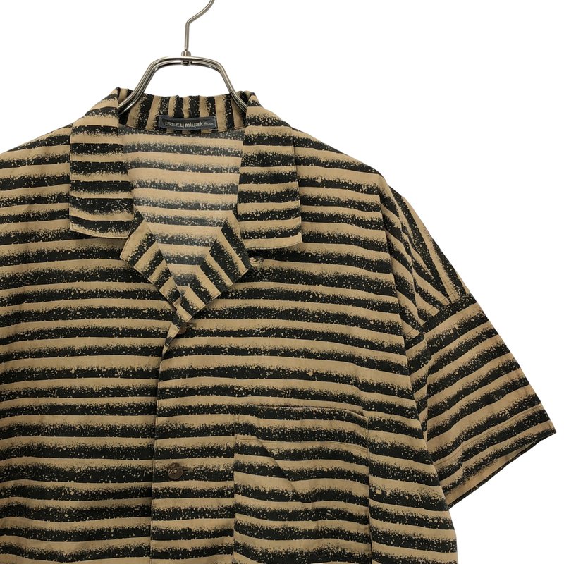 ISSEY MIYAKE MEN / イッセイミヤケメン | ボーダー オープンカラーシャツ | M | メンズ