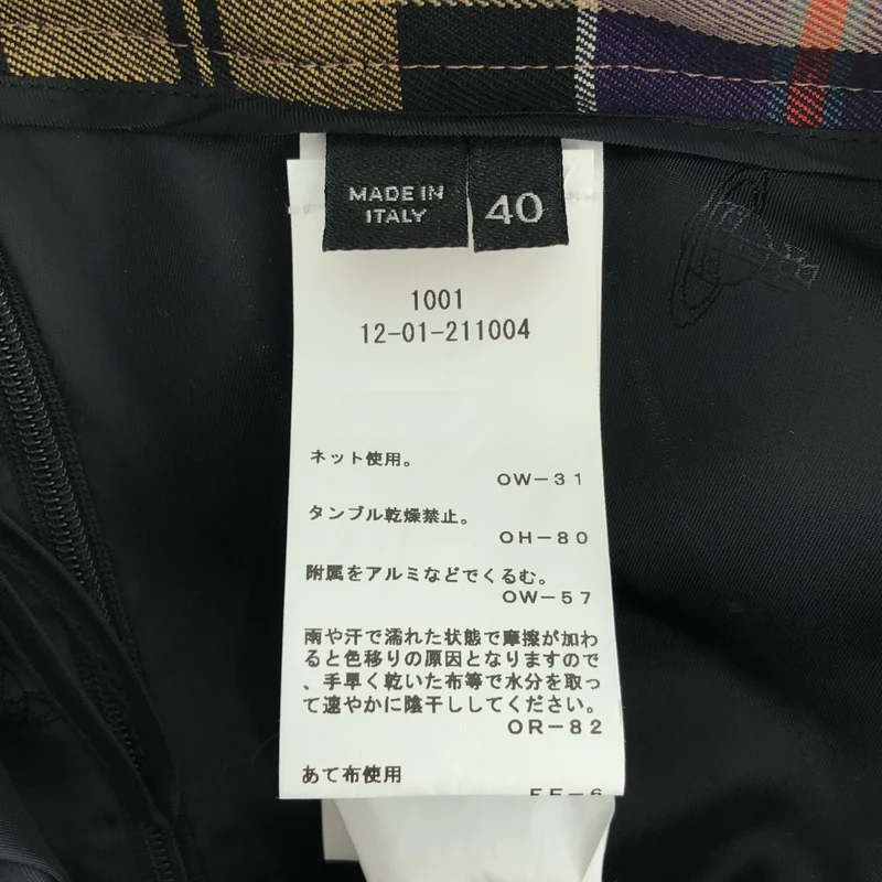 Vivienne Westwood / ヴィヴィアンウエストウッド | ウール チェック アシンメトリースカート | 40 | レディース