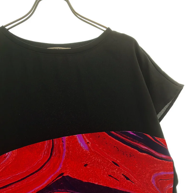 ISSEY MIYAKE / イッセイミヤケ | 2016AW | マーブル柄 2トーン  フレンチスリーブカットソー | 2 | レディース