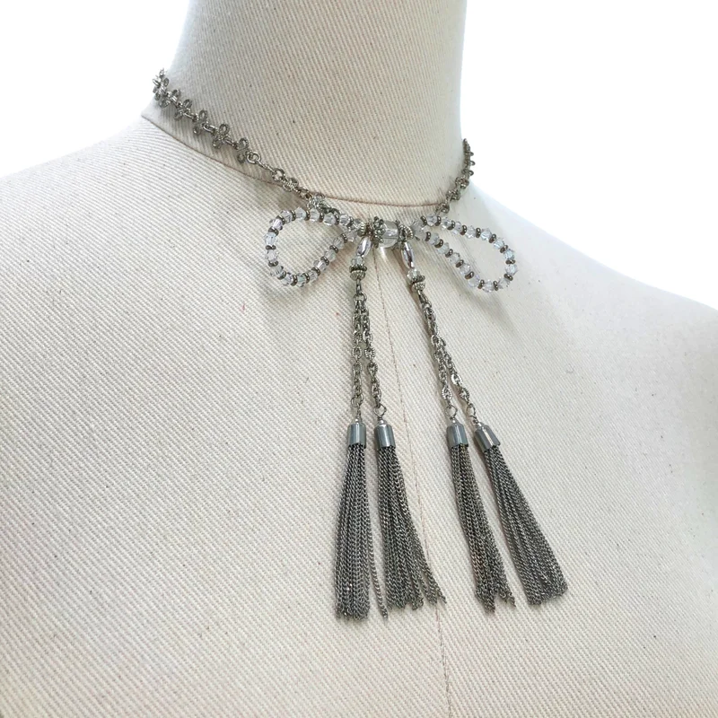 tanakadaisuke / タナカダイスケ | crystal ribbon chain necklace ネックレス |