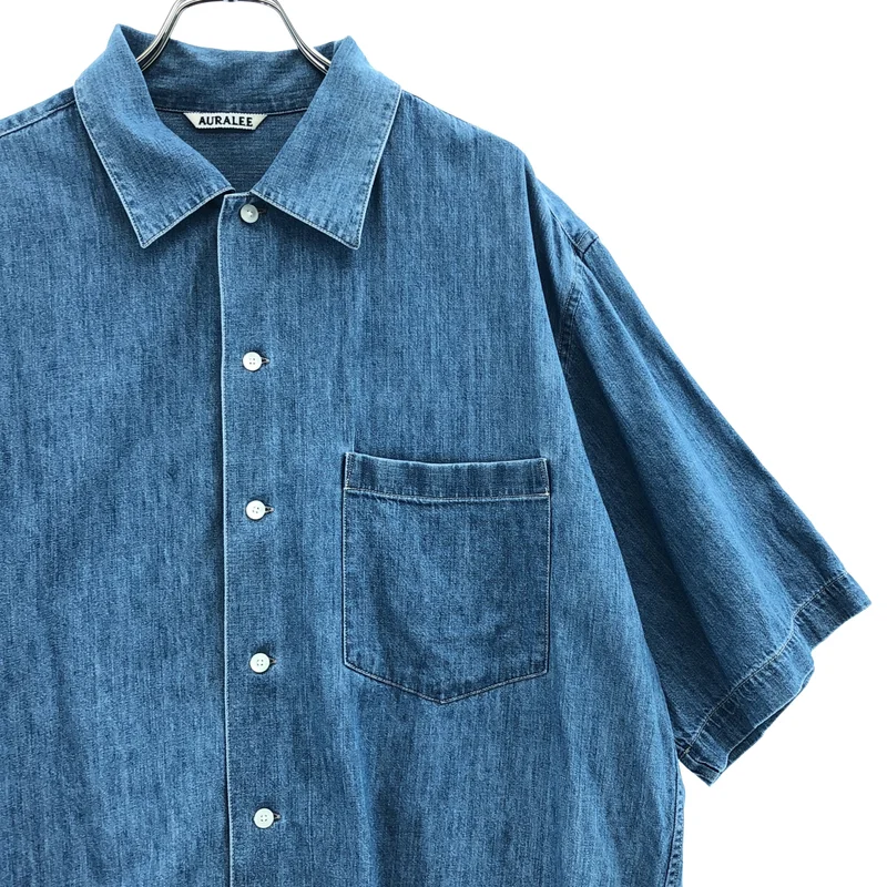 AURALEE / オーラリー | 2024SS | SELVEDGE SUPER LIGHT DENIM HALF SLEEVED SHIRT シャツ | 3 | メンズ