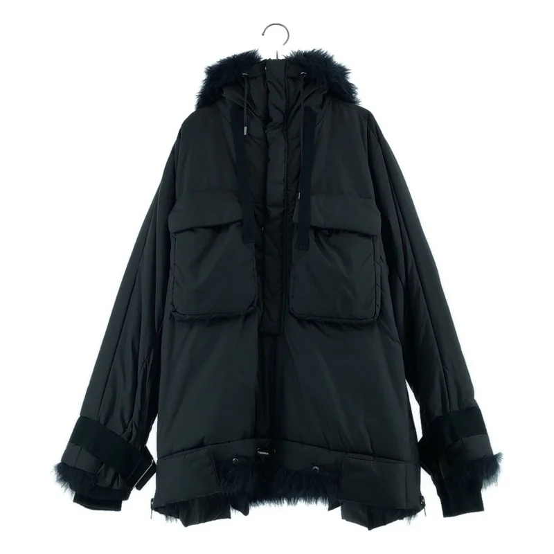sacai / サカイ | ファー切替 フーデッド パデット ジャケット | 2 | レディース
