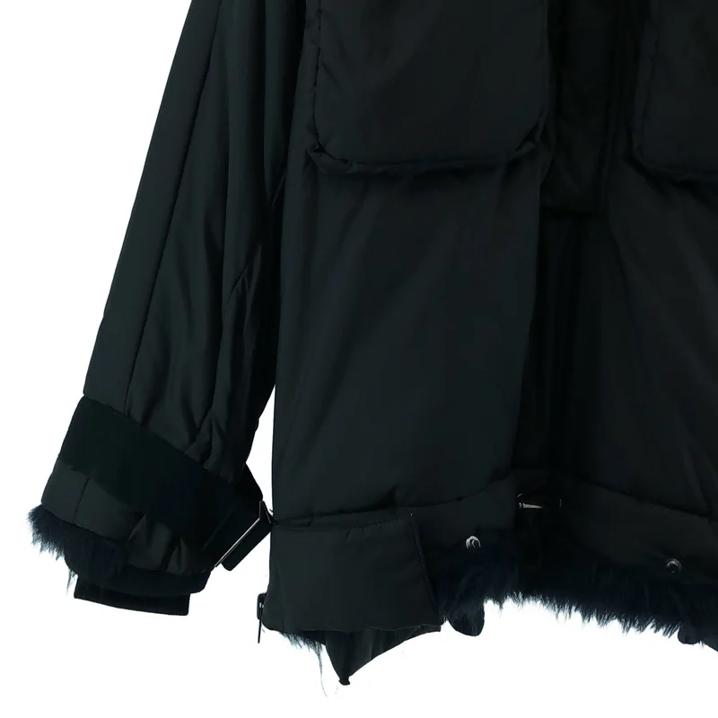 sacai / サカイ | ファー切替 フーデッド パデット ジャケット | 2 | レディース