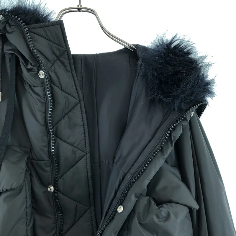 sacai / サカイ | ファー切替 フーデッド パデット ジャケット | 2 | レディース
