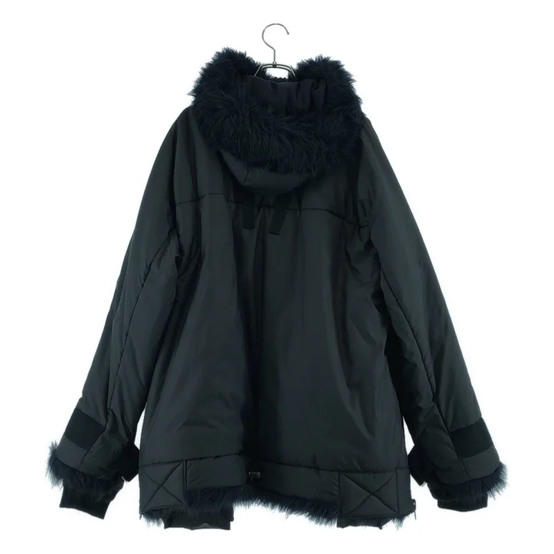 sacai / サカイ | ファー切替 フーデッド パデット ジャケット | 2 | レディース