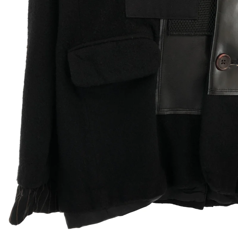 JUNYA WATANABE MAN / ジュンヤワタナベマン | 2023AW | ウール 紡毛ツイル 製品加工 多素材パッチワーク スタンドカラージャケット | M | メンズ