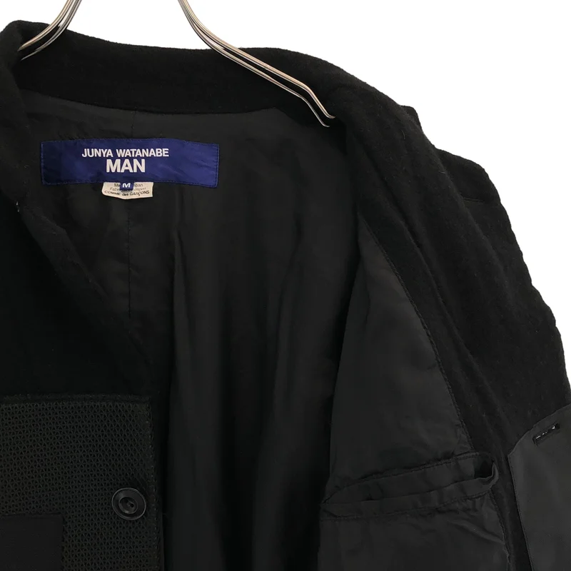 JUNYA WATANABE MAN / ジュンヤワタナベマン | 2023AW | ウール 紡毛ツイル 製品加工 多素材パッチワーク スタンドカラージャケット | M | メンズ