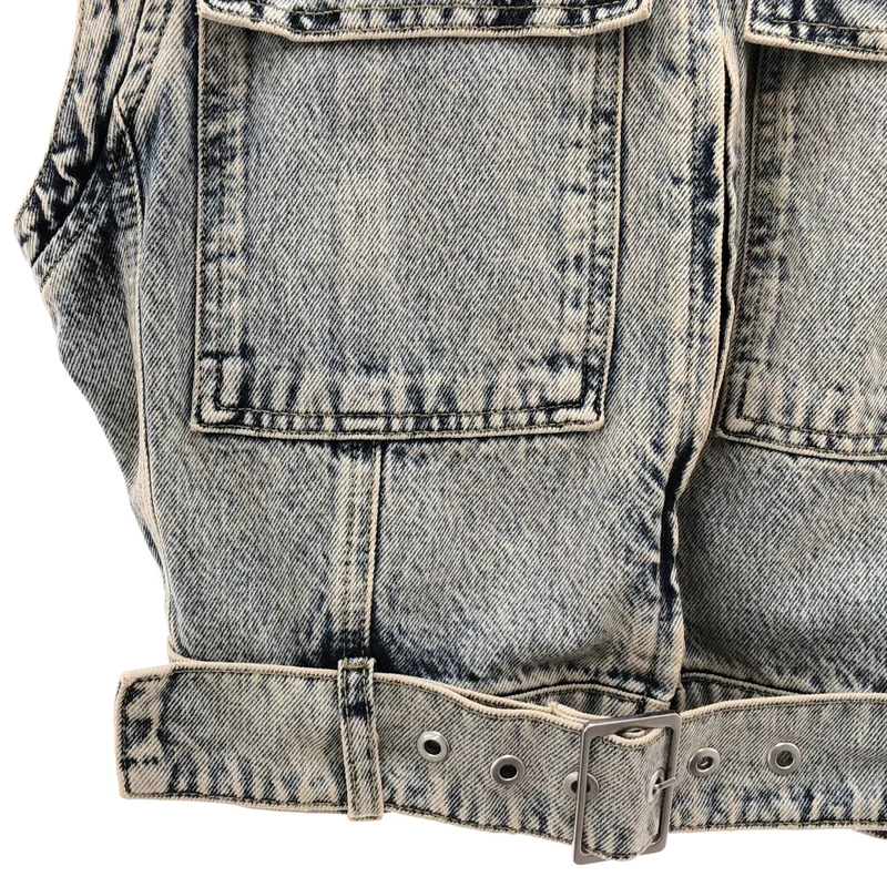 3.1 Phillip Lim / スリーワンフィリップリム | ダメージ加工 ビジュー スリーブレス デニム ベスト | S | レディース