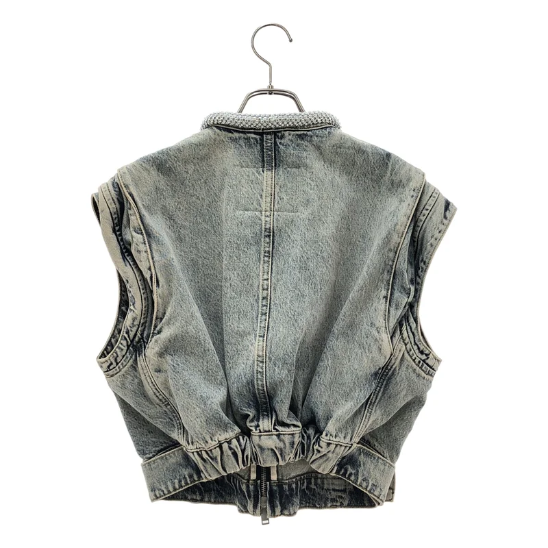 3.1 Phillip Lim / スリーワンフィリップリム | ダメージ加工 ビジュー スリーブレス デニム ベスト | S | レディース