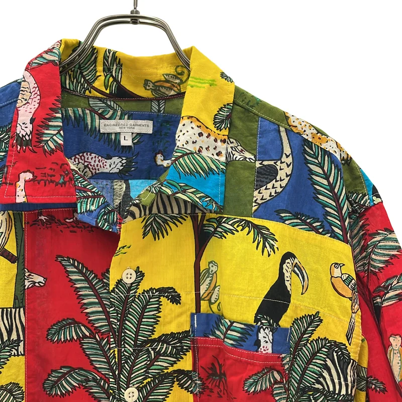 Engineered Garments / エンジニアドガーメンツ | アニマルプリント パッチワーク ショートスリーブシャツ | L | メンズ