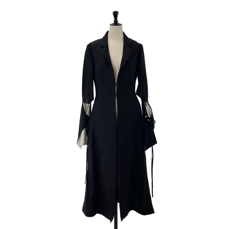 LOEWE / ロエベ | Linen Tie-Up Sleeve Detail Coat / リネン カットオフ フレアスリーブ コート | 34 | レディース