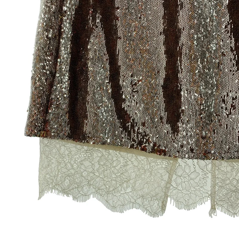 Maison Special / メゾンスペシャル | Lace Combination Sequin Skirt / スパンコール スリット スカート | 38 | レディース