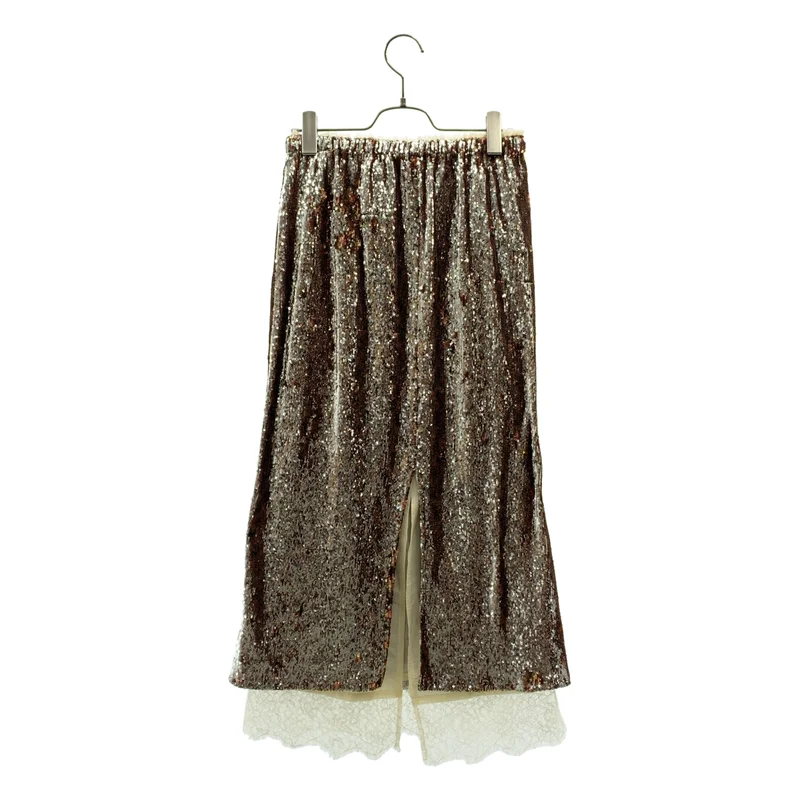 Maison Special / メゾンスペシャル | Lace Combination Sequin Skirt / スパンコール スリット スカート | 38 | レディース