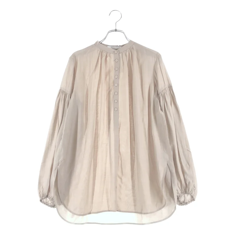 BEIGE， / ベイジ | レーヨン バンドカラー ギャザー シャツ ブラウス | 2 | レディース