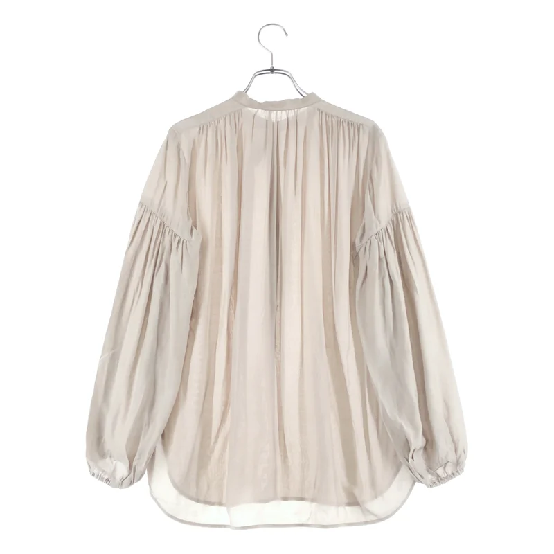 BEIGE， / ベイジ | レーヨン バンドカラー ギャザー シャツ ブラウス | 2 | レディース