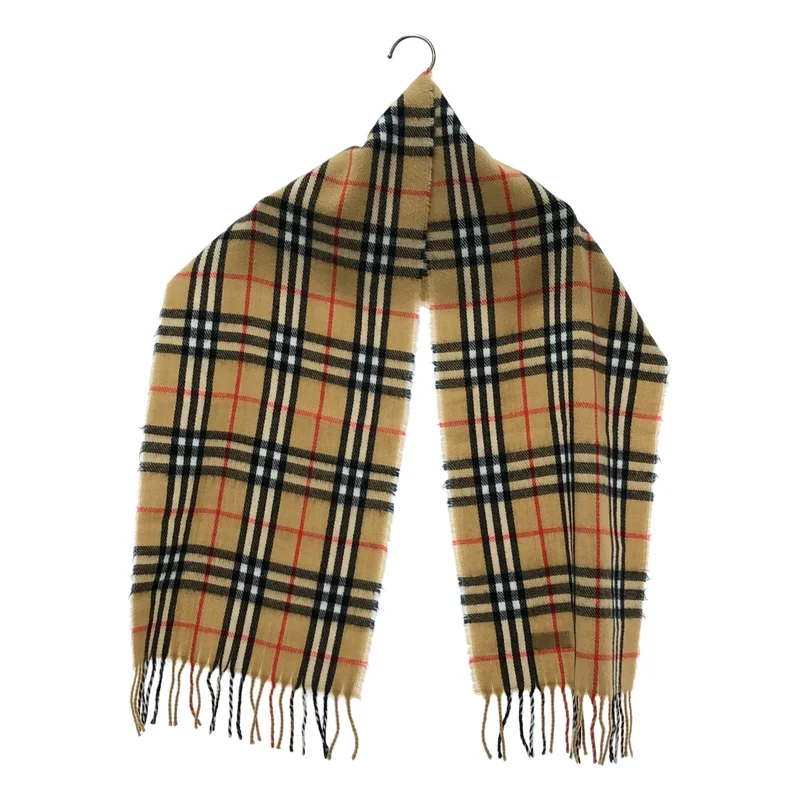 Burberry / バーバリー | ラムウール タータンチェック フリンジマフラー |