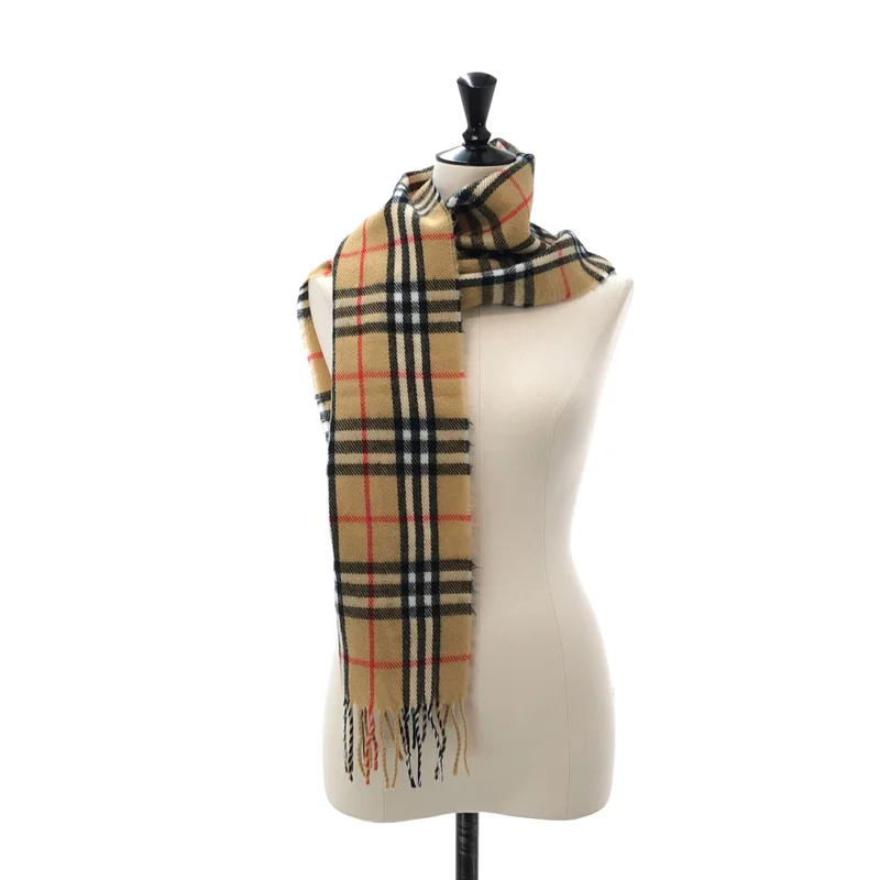 Burberry / バーバリー | ラムウール タータンチェック フリンジマフラー |