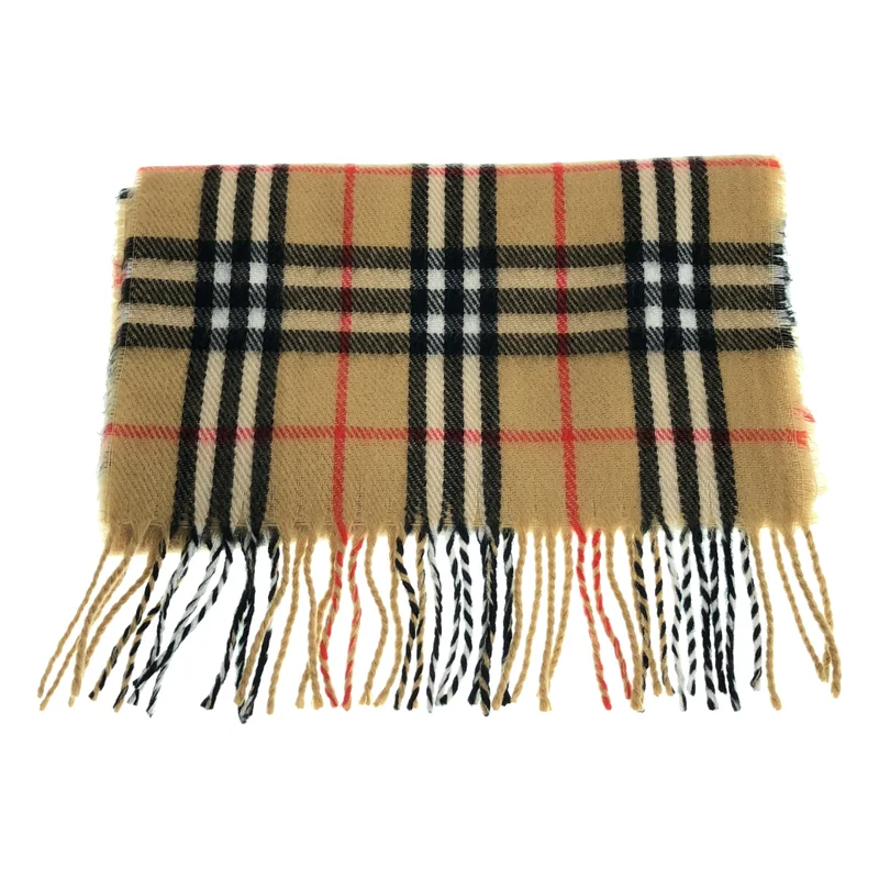 Burberry / バーバリー | ラムウール タータンチェック フリンジマフラー |