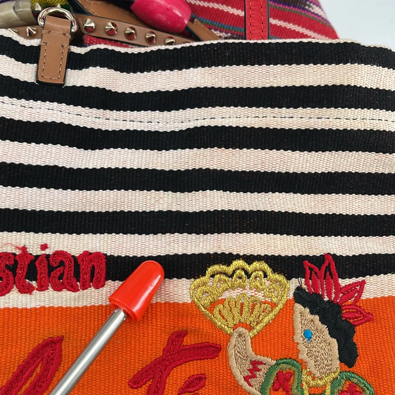 Christian Louboutin / クリスチャンルブタン | マニラカバ キャンバス マルチストライプ トートバッグ |