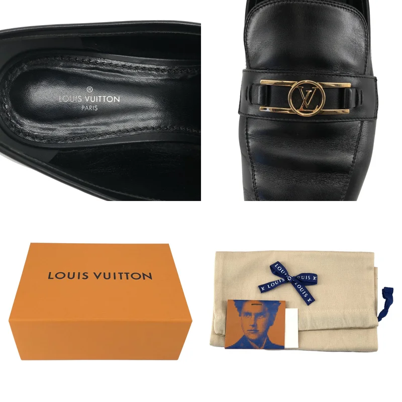 Louis Vuitton / ルイヴィトン | アッパーケースライン レザー LVロゴ ローファー | 39 1/2 | レディース