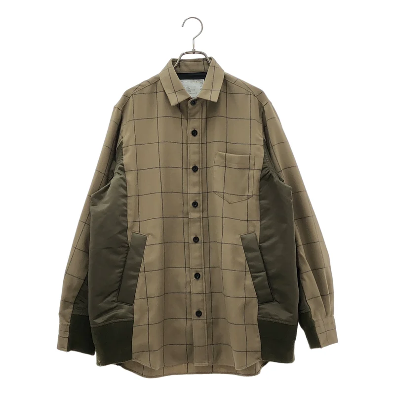 sacai / サカイ | Windowpane Shirt / ウール ウィンドウ ペーンシャツ | 1 | メンズ
