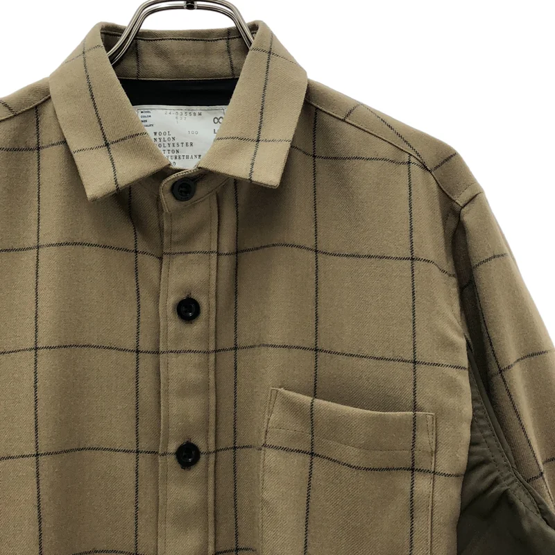sacai / サカイ | Windowpane Shirt / ウール ウィンドウ ペーンシャツ | 1 | メンズ