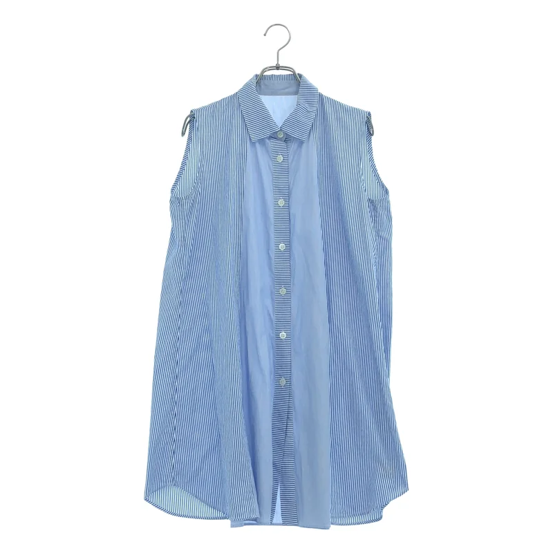 me ISSEY MIYAKE / ミーイッセイミヤケ | 2012SS | ストライプ 切替 ノースリーブ ロングシャツ |