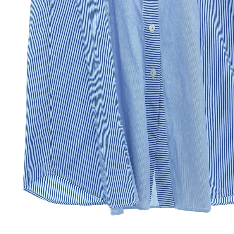 me ISSEY MIYAKE / ミーイッセイミヤケ | 2012SS | ストライプ 切替 ノースリーブ ロングシャツ |
