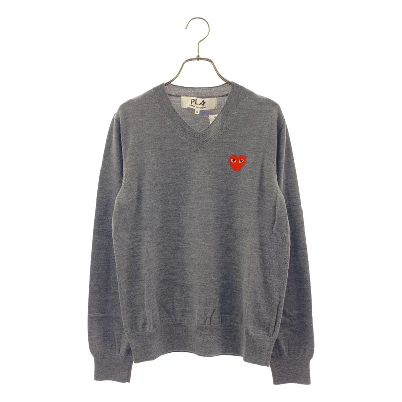 PLAY COMME des GARCONS / プレイコムデギャルソン | ウール ハートワッペン ロゴ ニット セーター | S | レディース