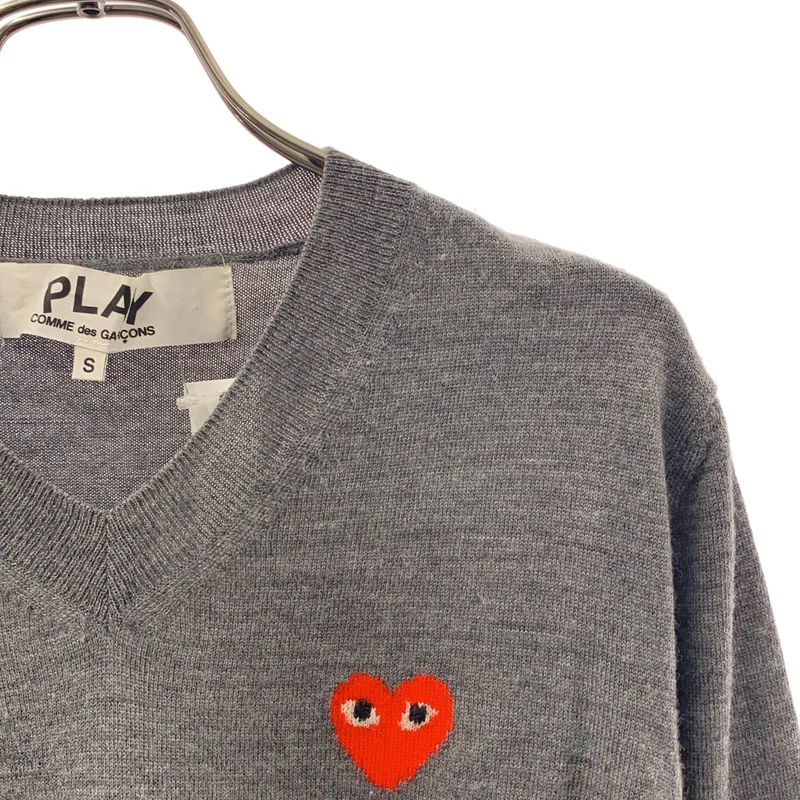 PLAY COMME des GARCONS / プレイコムデギャルソン | ウール ハートワッペン ロゴ ニット セーター | S | レディース