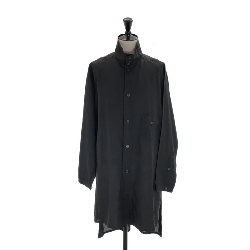YOHJI YAMAMOTO POUR HOMME / ヨウジヤマモトプールオム | リネン混 スタンドカラー ロングシャツ | 2 | メンズ