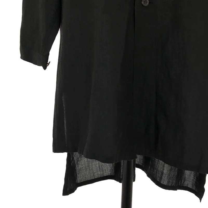 YOHJI YAMAMOTO POUR HOMME / ヨウジヤマモトプールオム | リネン混 スタンドカラー ロングシャツ | 2 | メンズ