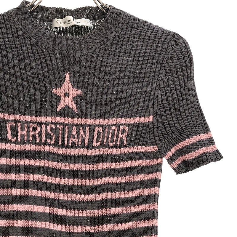 Christian Dior / クリスチャンディオール | Logo Star Short Sleeve Knit ロゴスター ニット | 36 | レディース