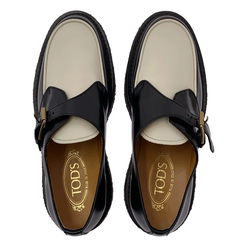 TOD'S / トッズ | レザー バイカラー プラットフォーム モカシンローファー | 39 | レディース