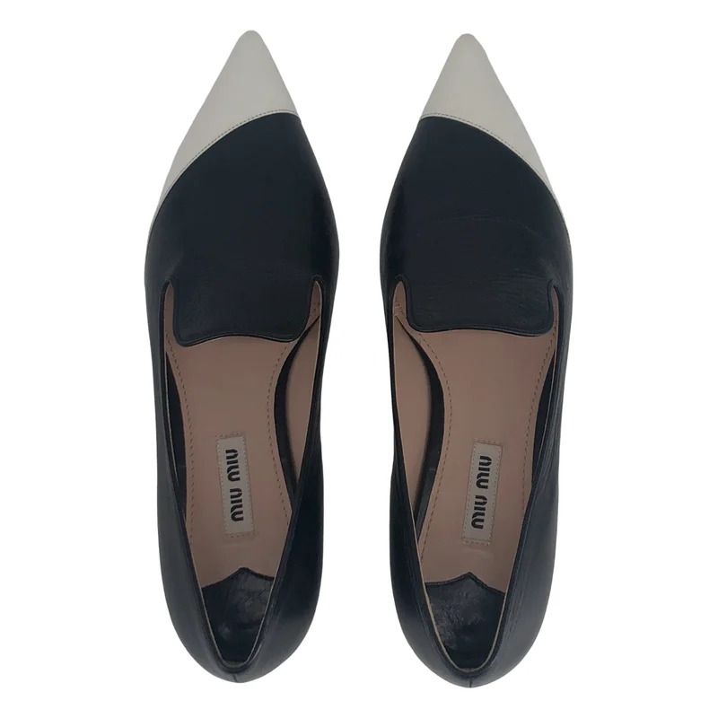 miu miu / ミュウミュウ | ポインテッドトゥ バイカラー モカシン シューズ | 36.5 | レディース