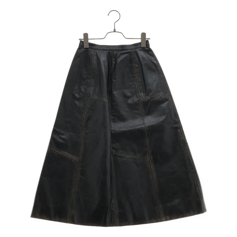MARNI / マルニ | 2020AW | ヴィンテージ加工 カウレザー パッチワーク ロングスカート | 36 | レディース