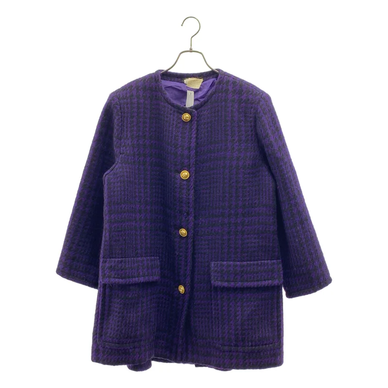 Salvatore Ferragamo / サルヴァトーレフェラガモ | ウール 千鳥格子 ノーカラーコート | M | レディース