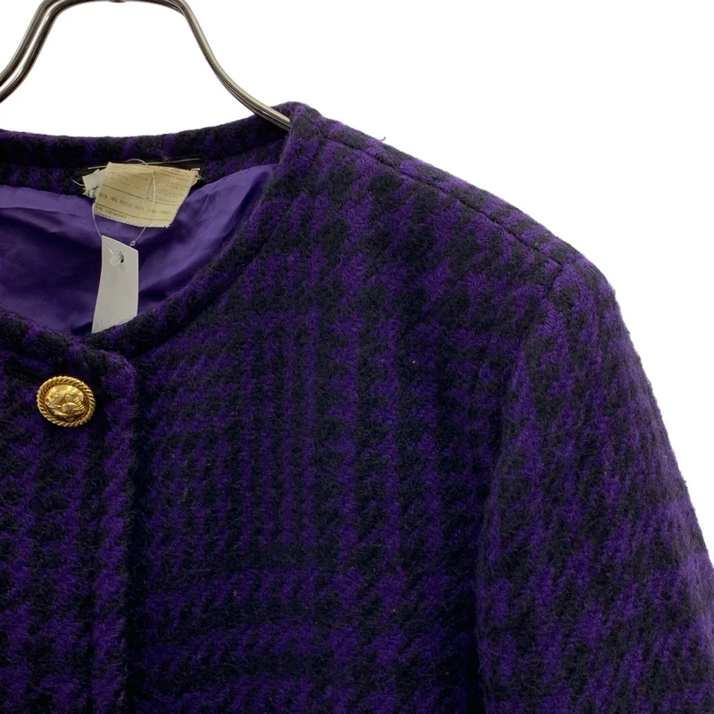 Salvatore Ferragamo / サルヴァトーレフェラガモ | ウール 千鳥格子 ノーカラーコート | M | レディース