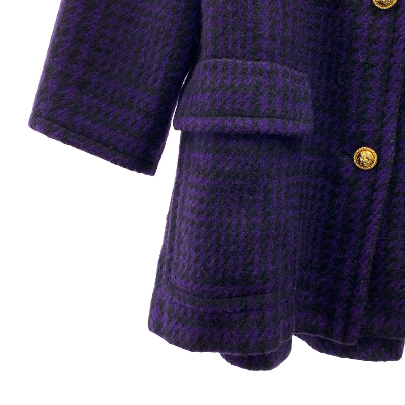 Salvatore Ferragamo / サルヴァトーレフェラガモ | ウール 千鳥格子 ノーカラーコート | M | レディース