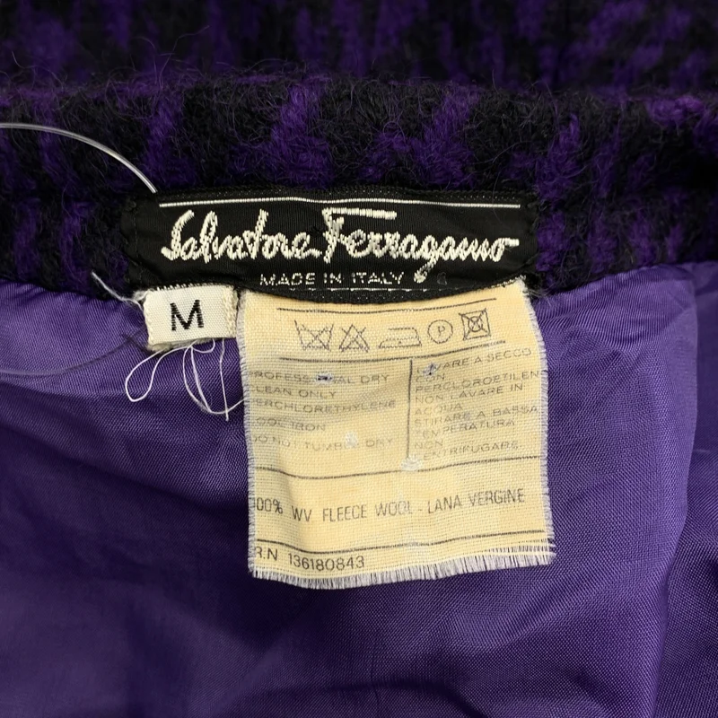 Salvatore Ferragamo / サルヴァトーレフェラガモ | ウール 千鳥格子 ノーカラーコート | M | レディース