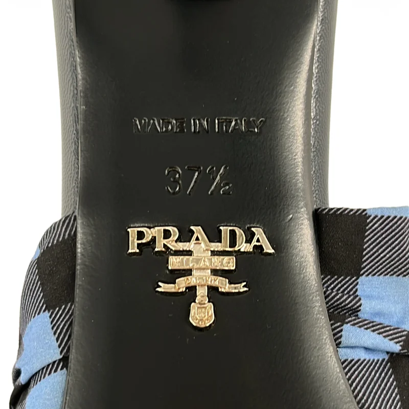 PRADA / プラダ | CALZATURE DONNA / レザー チェック ミュールサンダル | 37 1/2 | レディース