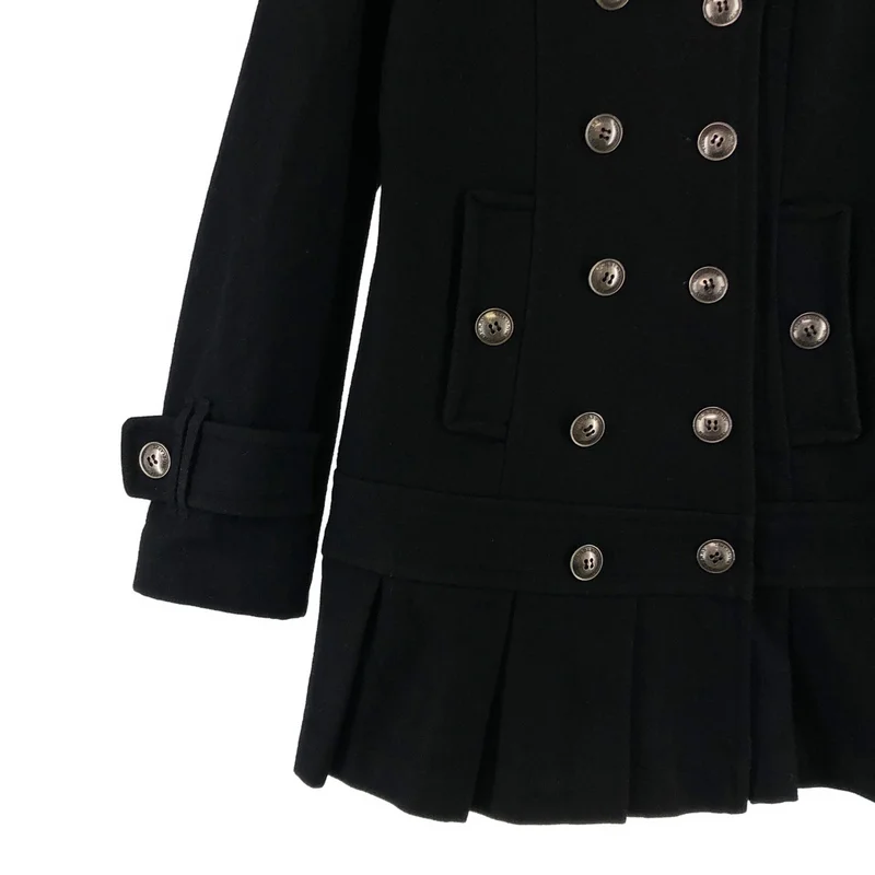 BURBERRY BLUE LABEL / バーバリーブルーレーベル | ウール ロゴメタルボタン ダブルブレスト コート / チェック総裏地 | 38 | レディース