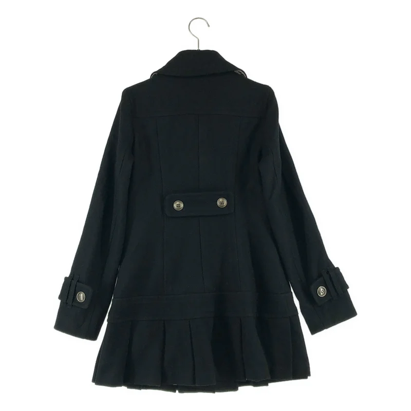 BURBERRY BLUE LABEL / バーバリーブルーレーベル | ウール ロゴメタルボタン ダブルブレスト コート / チェック総裏地 | 38 | レディース